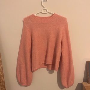 Pink Balloon Sleeve Sweater